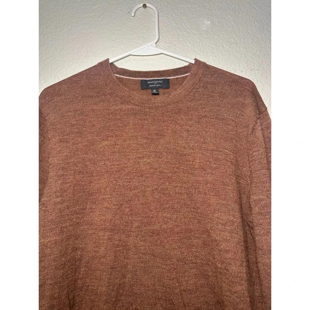 Banana Republic Womens Merino Wool‎ Crewneck Sweater Brown Heather Size M